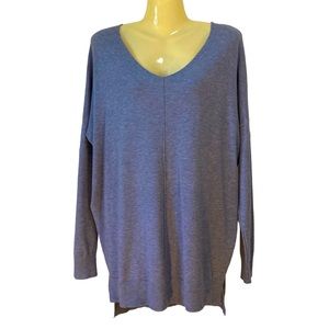Dreamers by Debut Pullover Sweater V Neck Oversize Tunic Cottagecore Blue Med